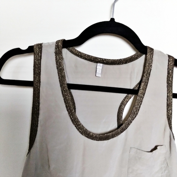 Joie Gray 100% Silk Pocket Tank Top Size Small - Picture 4 of 8
